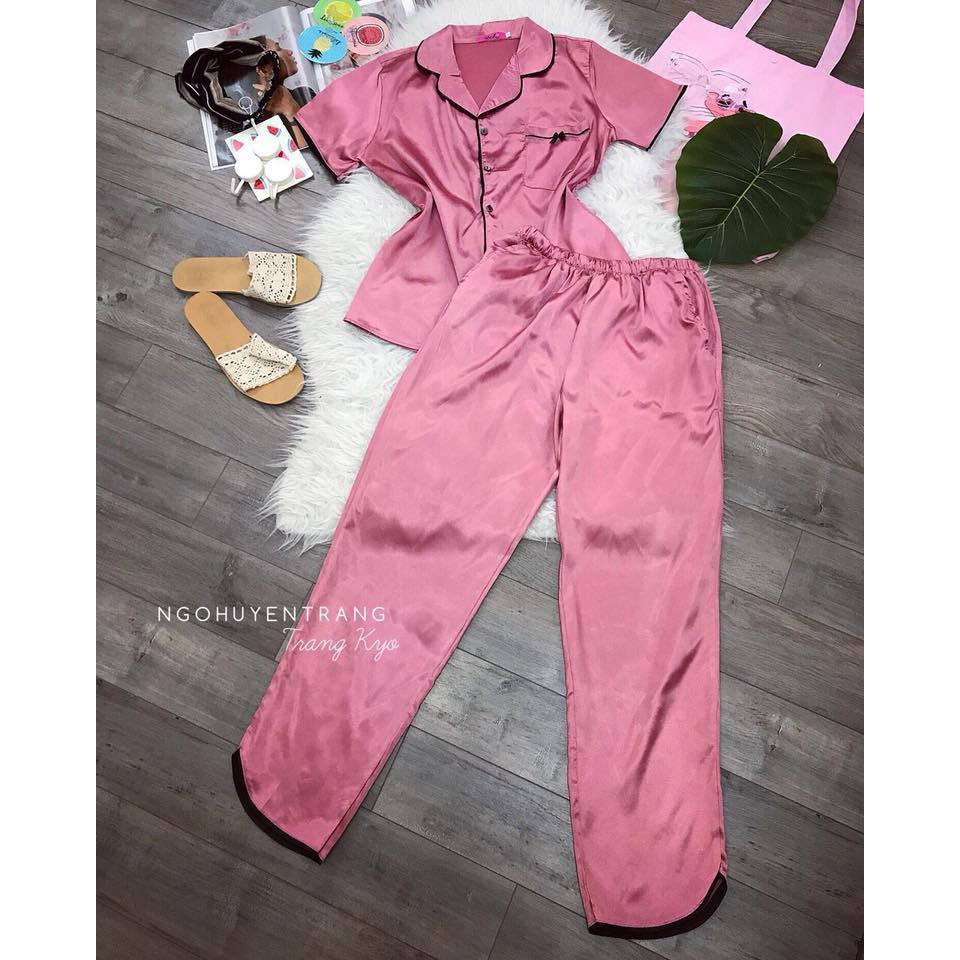 [ xả kho ] HS BỘ MẶC NHÀ LỤA QUẦN DÀI ÁO CỘC TAY