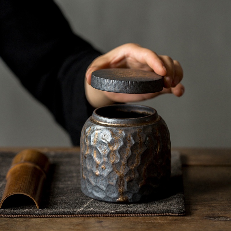 Bộ Hũ Đựng Trà Bằng Gốm Tráng Men Phong Cách Nhật Bản