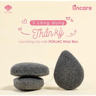 [QUÀ 0Đ] Bông rửa mặt Konjac Nhật Bản làm sạch sâu loại bỏ bụi bẩn bã nhờn tẩy da chết by Lintimate