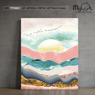 Tranh tự tô màu sơn dầu số hóa - Mã TT0681 Đêm trăng sa mạc Tranh trừu tượng hiện đại Myart