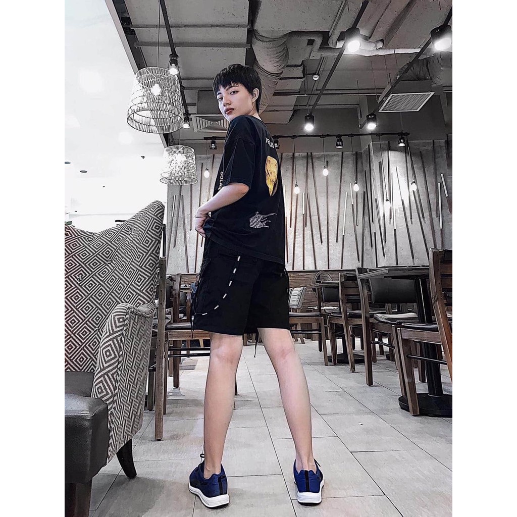 Quần Short kaki túi hộp có phối dây nữ