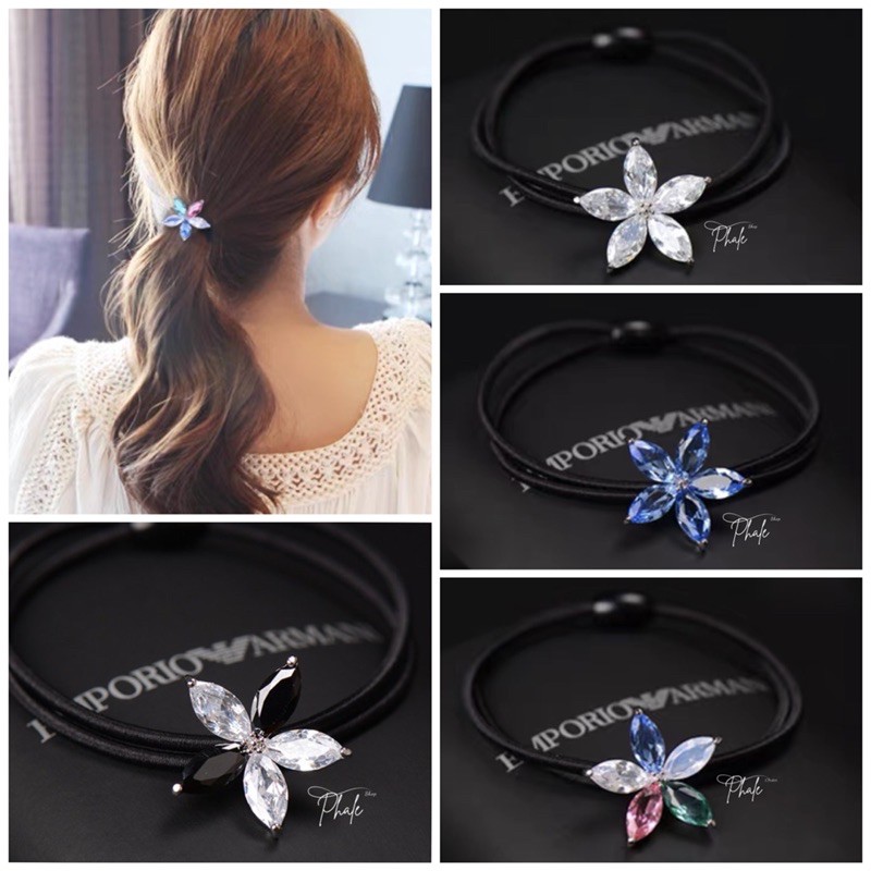 Cột Tóc Pha Lê Hoa 5 Cánh Nhọn Cao Cấp
