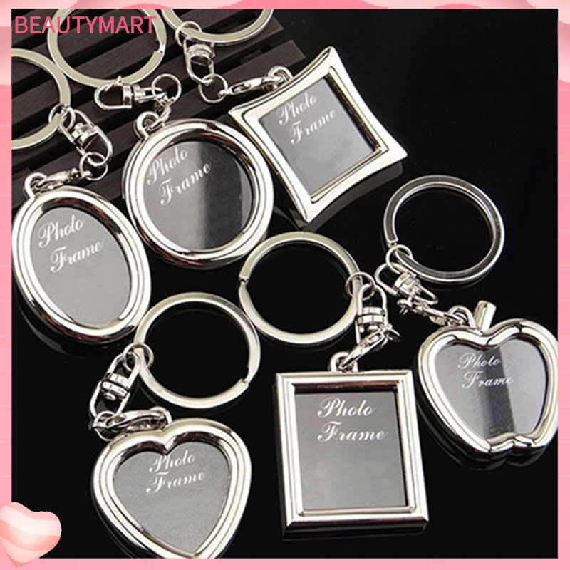 Móc Khóa Khung Ảnh / Trái Tim / Vuông / Tròn Mini Dạng Xoay Sáng Tạo