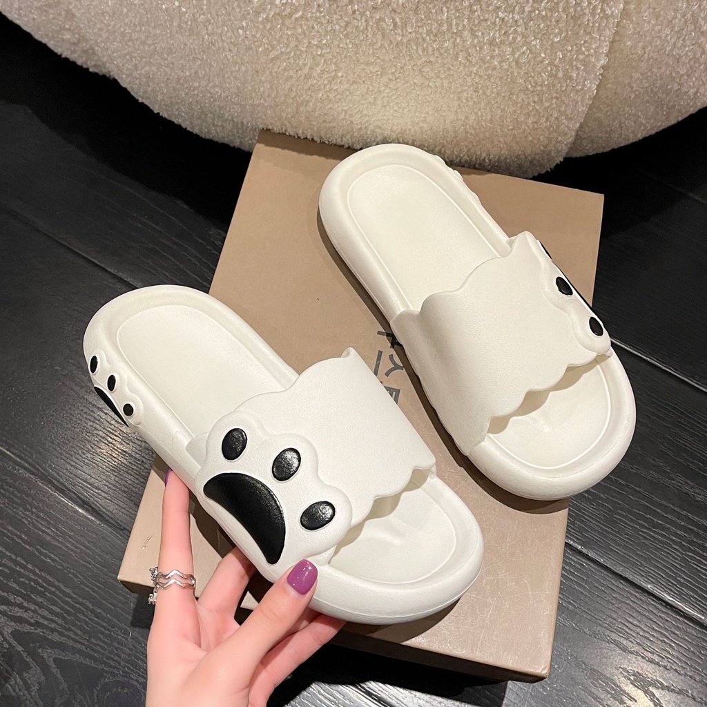 Dép quai ngang nữ họa tiết Chân Gấu Bear cực dễ thương đi lên chân siêu xinh đế độn tăng chiều cao TH-82