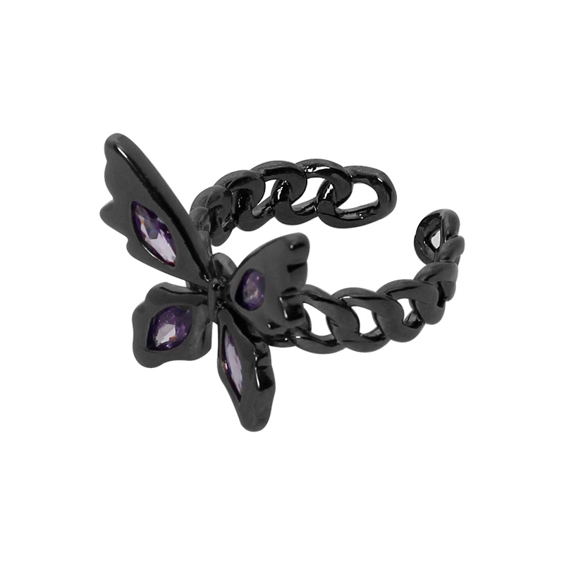 Nhẫn Hình Bướm Màu Tím Đen Cá Tính Hợp Thời Trang