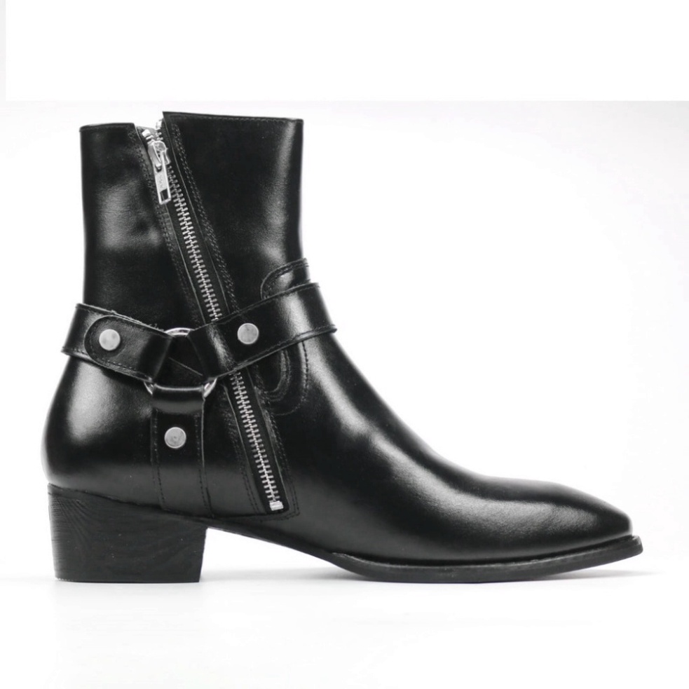 Giày Harness boot nam chất liệu da bò nguyên tấm đế cao su độn 4.5cm