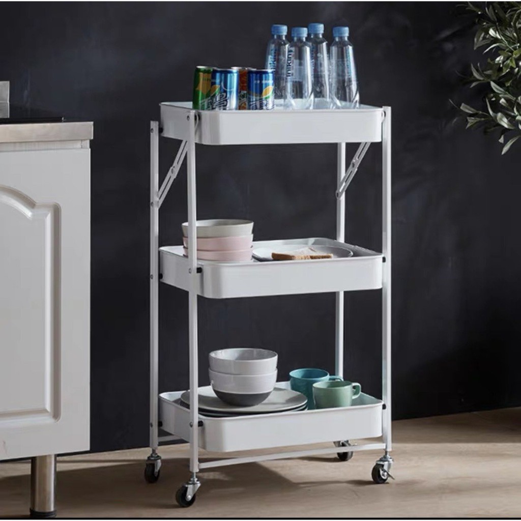 KỆ ĐỂ ĐỒ GẤP GỌN THÔNG MINH 3 TẦNG CÓ BÁNH XE