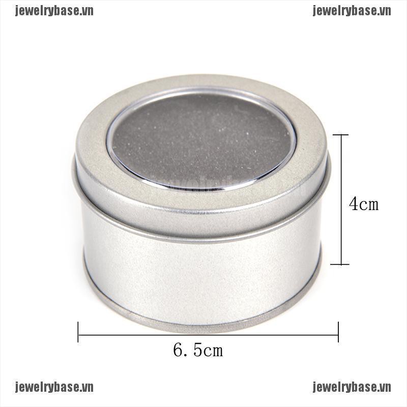 [Base] Silver Round Metal Jewelry Watch Box Display Case Watch Box Holder 6.5*4cm [VN]