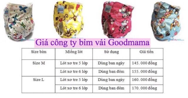 Miếng lót bỉm vải Goodmama siêu chống tràn( size M cho bé từ 3 đến 10kg, size L cho bé từ 9-18kg)