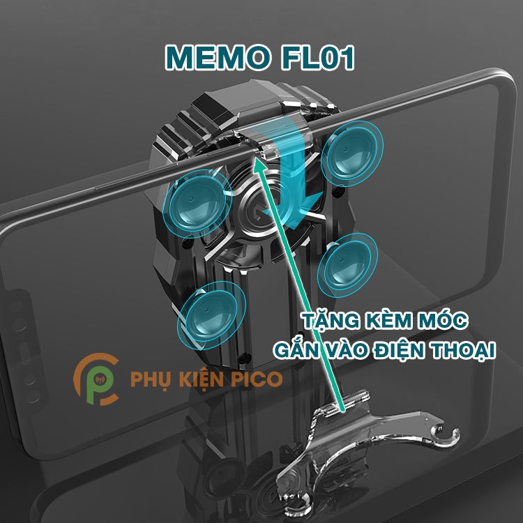 Quạt tản nhiệt điện thoại Memo FL01 / FL05 / / FLA2 / FLA4 / FL06 / FL07 / G6 sức gió mạnh 6000V/phút có Pin sạc Led RGB