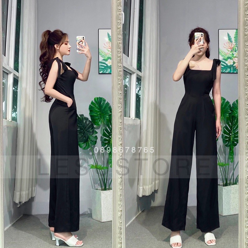 ẢNH TỰ CHỤP Jumpsuit dáng dài 2 dây thắt nơ