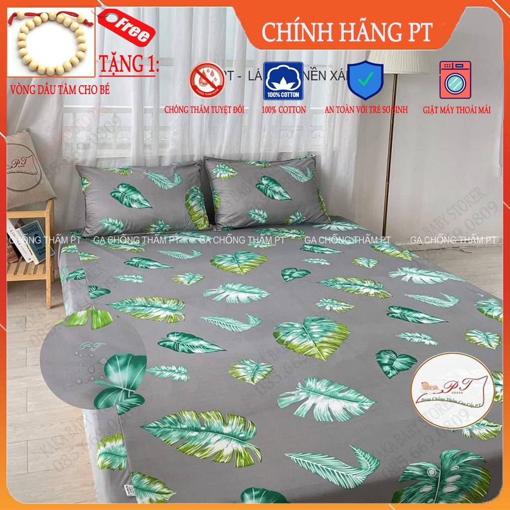 chất liệu cotton cao cấp, chống thấm nước tuyệt đối, bé tè lau là sạch (Mẫu lá xanh)