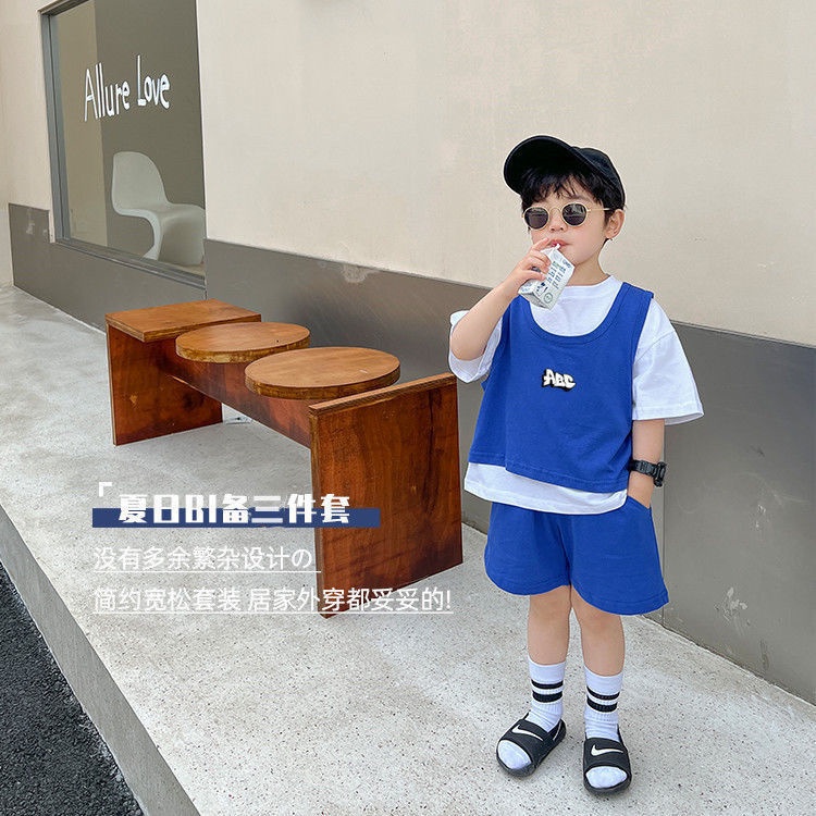 Set Áo Thun Tay Ngắn Và Quần Lửng Phong Cách Hàn Quốc Cho Bé Trai