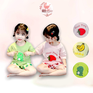 Đồ Bộ Bé Trai Bé Gái Họa Tiết Dâu Tây Chuối Cho Bé Dễ Thương Vải Cotton 100% Cao Cấp Bộ Cộc Tay Cho Bé BiboKids