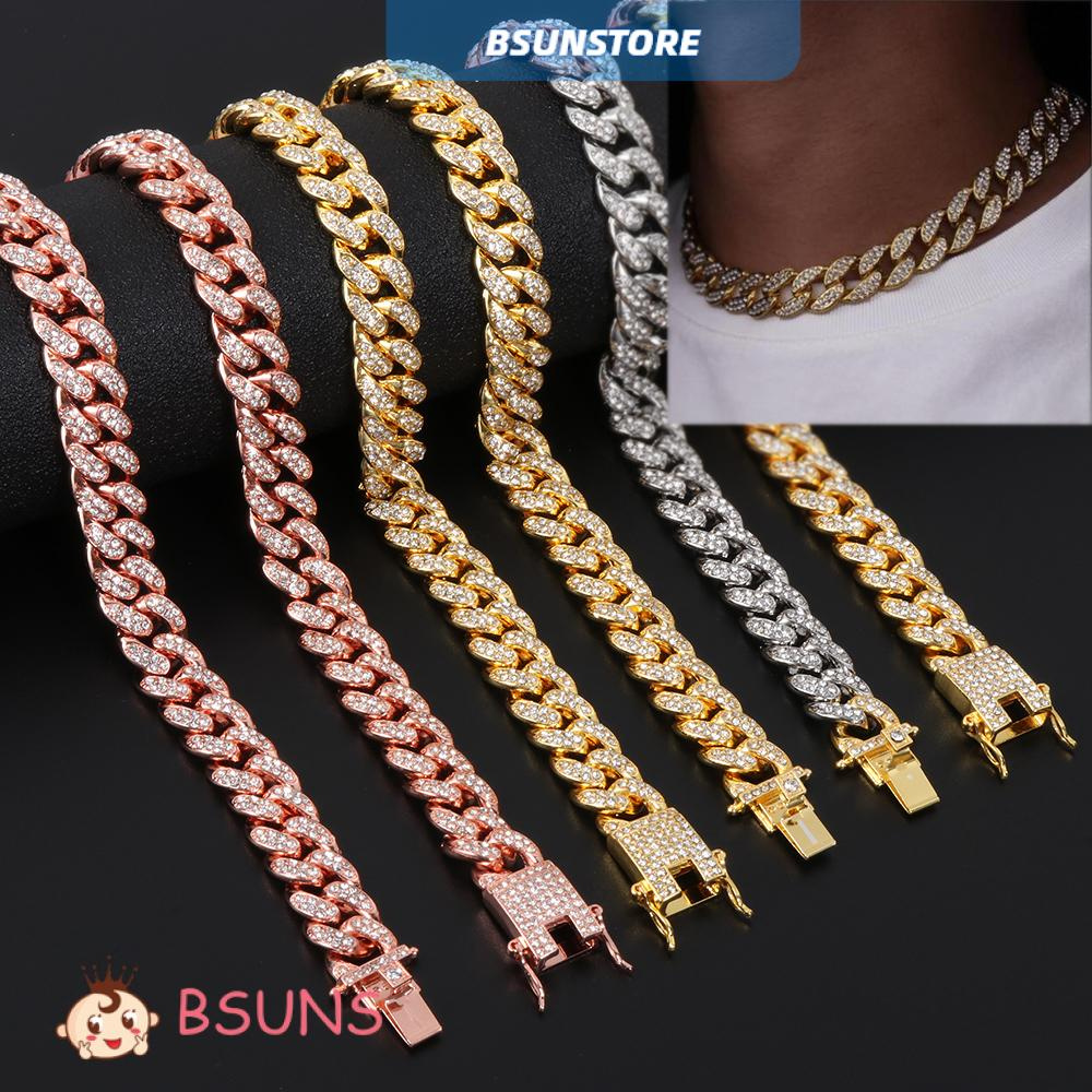 vòng cổ 12mm Đính Đá Lấp Lánh Phong Cách Hip Hop Sang Trọng Cho Nam Và Nữ
