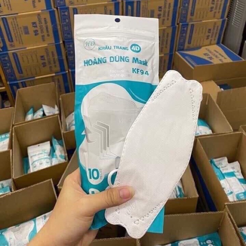 Khẩu trang 4D kháng khuẩn 4 lớp hoàng Dũng mask KF94 free size