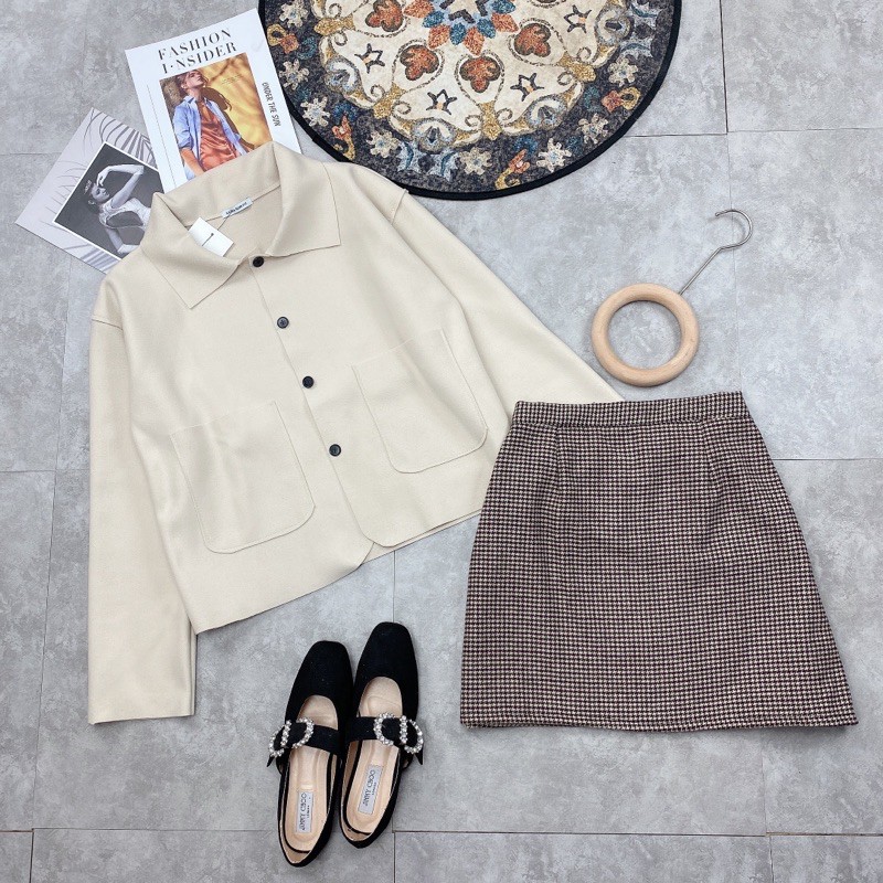 Set Áo Khoác Dạ mix Chân váy