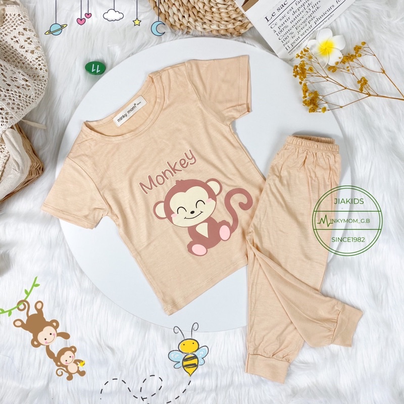 Bộ Minky tay cộc quần dài thun lạnh cho bé