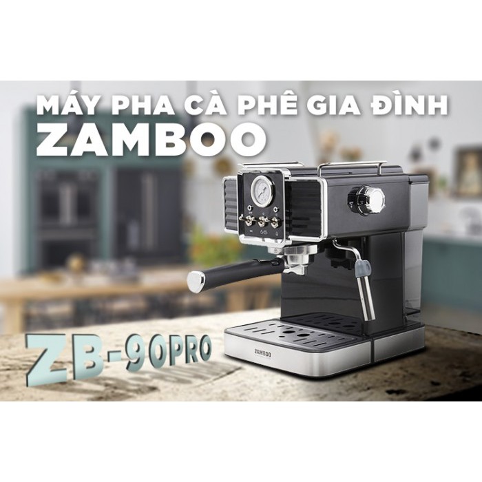 Máy pha cà phê Zamboo ZB-90PRO Màu Đen (tặng kèm 1 túi cà phê hạt 500gr)