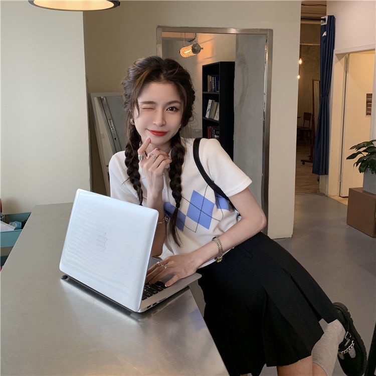 Áo Thun Lửng Cổ polo Tay Ngắn Màu Trắng Cho Nữ JL-TX-283