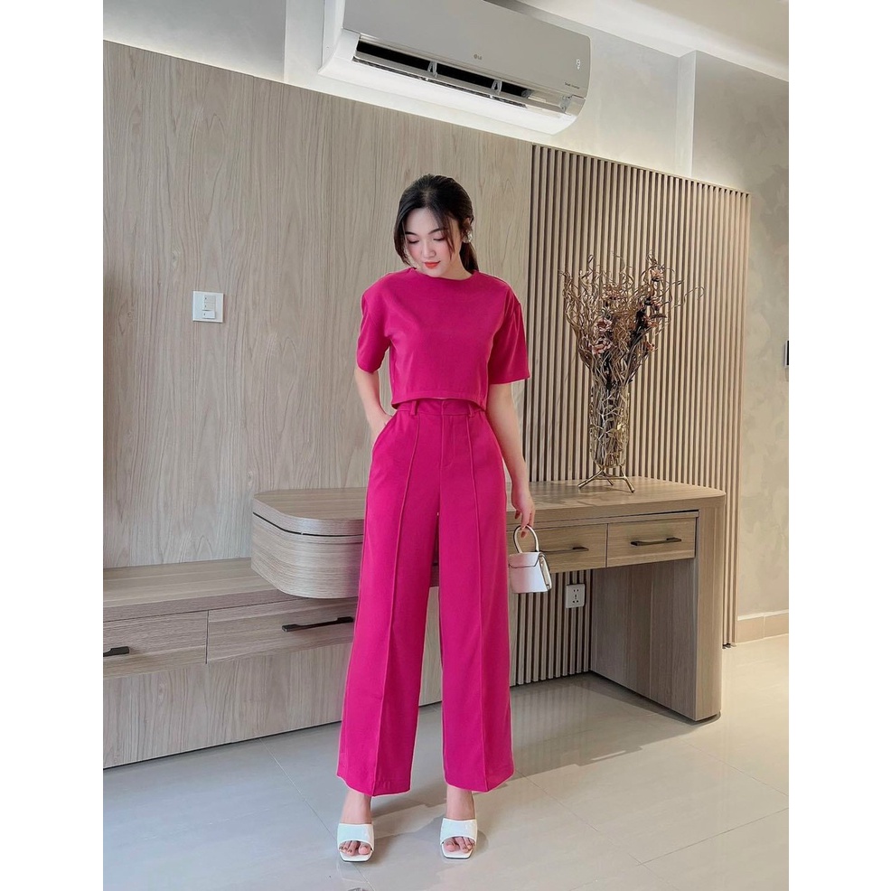 HCM]SET BỘ THỜI TRANG CỔ TRÒN TAY PHỒNG DỄ THƯƠNG SÉT 2 MÓN ÁO NGẮN TAY VÀ QUẦN DÀI DÁNG RỘNG XINH XẮN