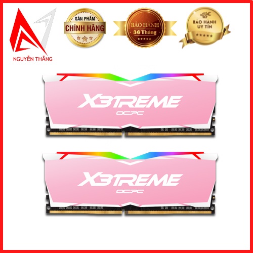 Ram máy tinh OCPC X3TREME Aura RGB 16GB 3200 (2x8GB) DDR4 Pink (MMX3A2K16GD432C16PK) tản thép