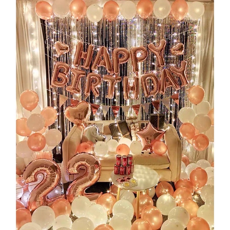 COBO Sét Bóng Trang Trí Sinh Nhật,Happy Birthday Kèm Đầy Đủ Phụ Kiện (Tặng Đèn Led)