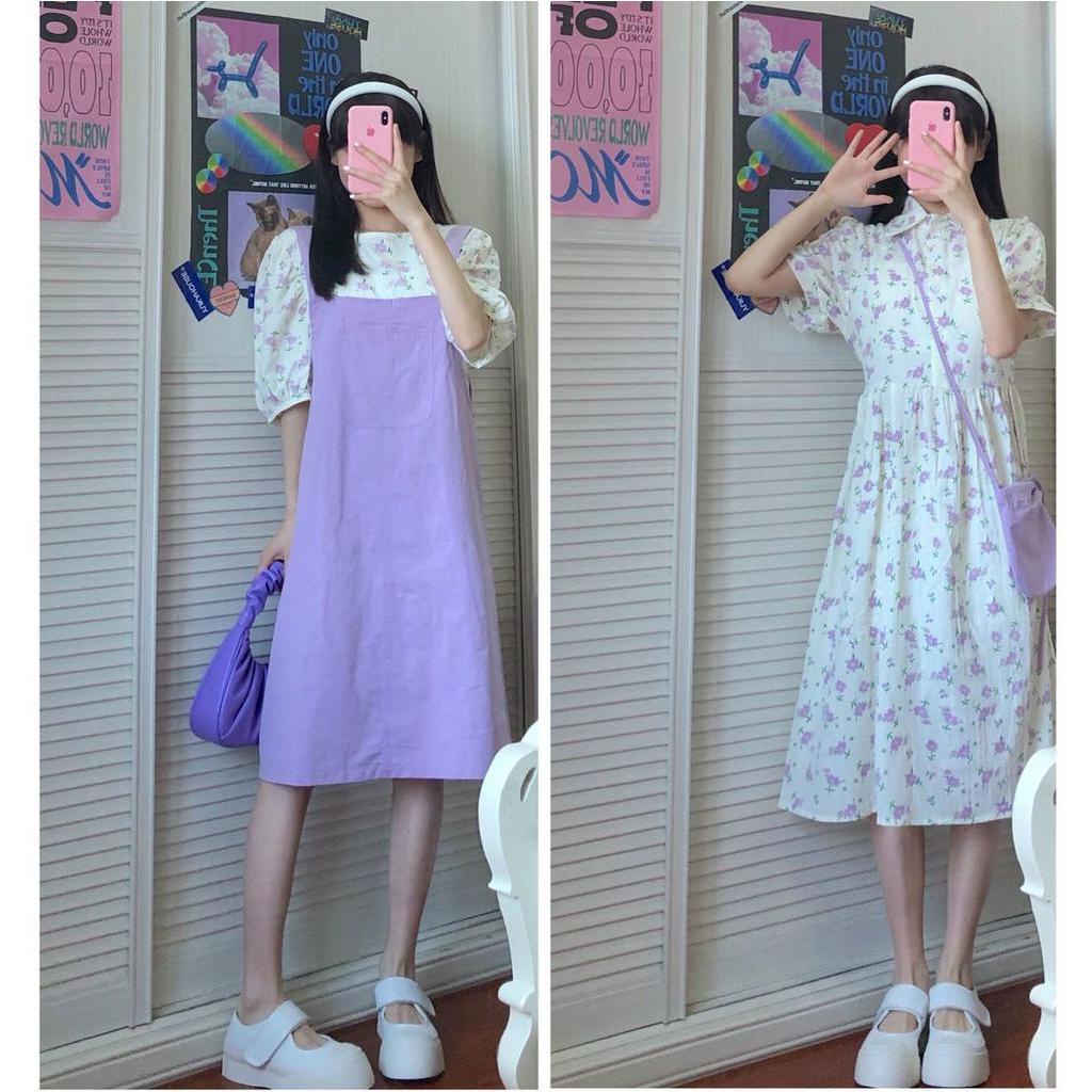 Loose and Thin Floral Dress Female Summer Doll Dress Sweet Short Sleeve Skirt