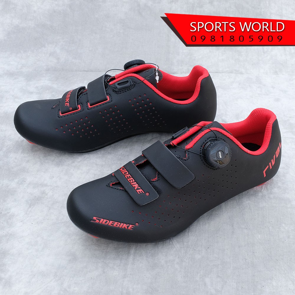 Giày can đạp xe dòng Road 1 khóa vặn 2 khóa dán, đế COMPOSITE - SD-023 SIDEBIKE màu đen/đỏ