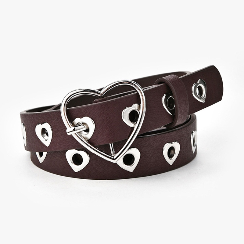 Thắt Lưng Giả Da Khóa Kim Loại Hình Trái Tim Thời Trang