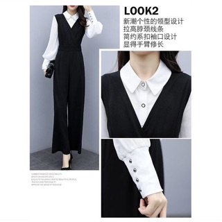 Bộ jumpsuit phối tay sơ mi có cổ