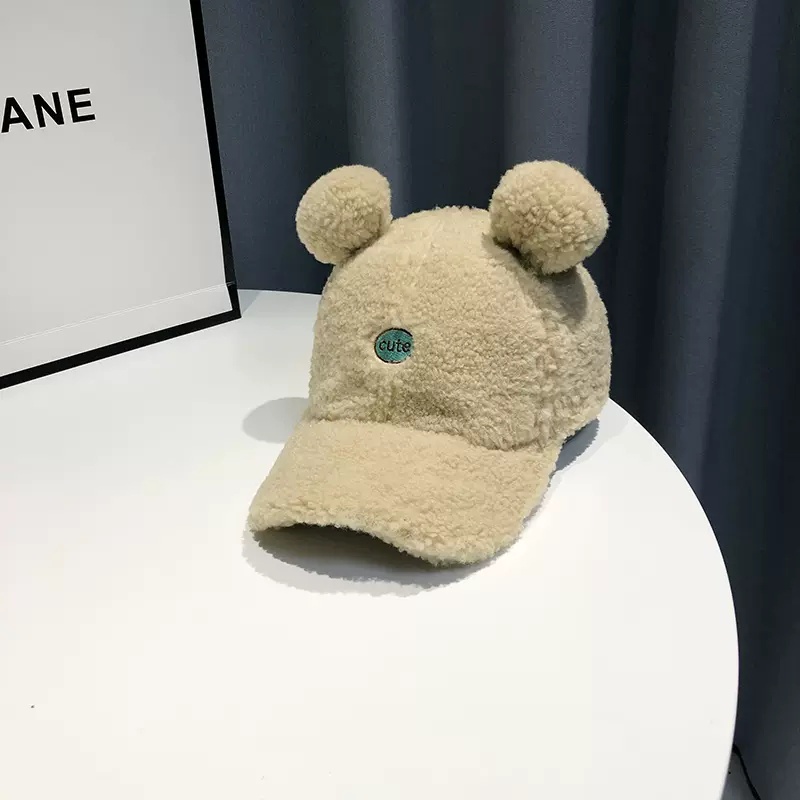 Mũ Lưỡi Trai Vải Len Lông Cừu Đính Tai Thỏ Dễ Thương Thời Trang Thu Đông Cho Nam Và Nữ