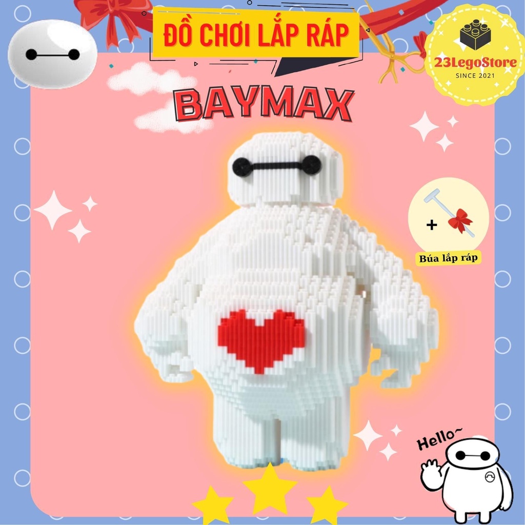 Bộ đồ chơi lắp ghép nhân vật BAYMAX cỡ lớn cao 28cm, tặng kèm búa lắp ráp