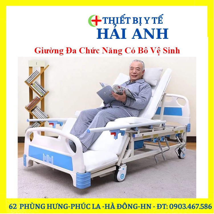 Giường Bệnh Nhân-Giường Đa Chức Năng Có Bô Vệ Sinh - Chậu Gội Đầu Cho Bệnh Nhân Chạy Điện Tự Động