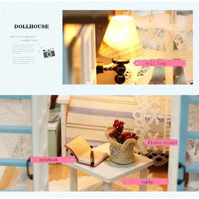 Nhà búp bê DIY Doll House_ BLUE TIME _CÓ MICA+ KEO