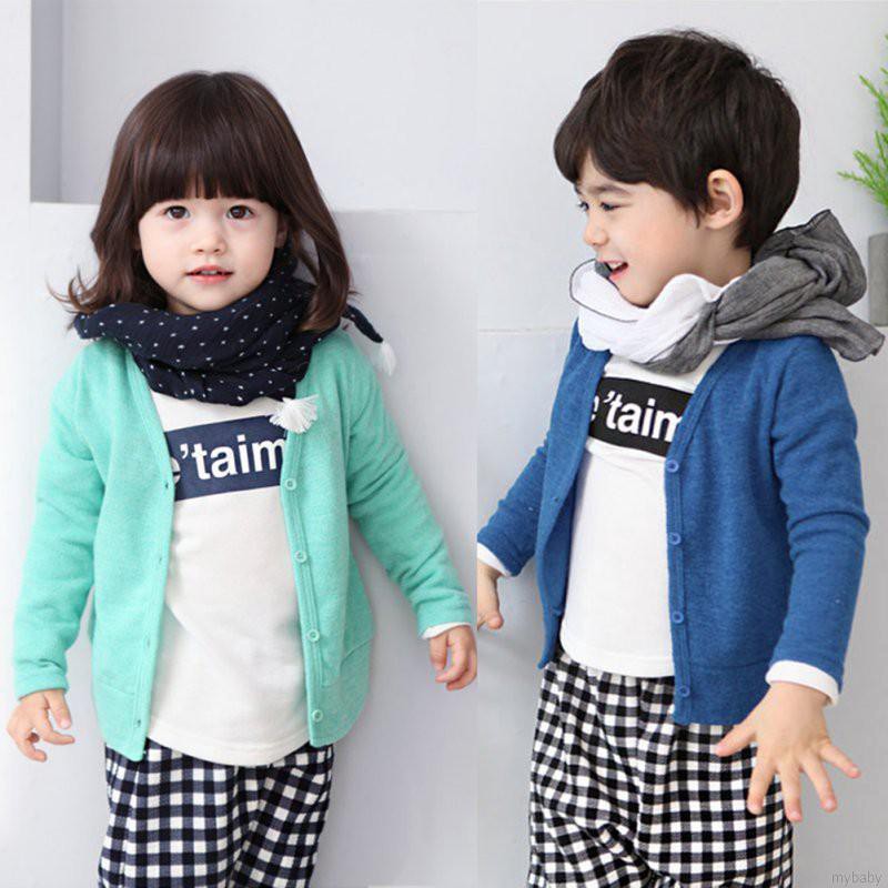 Áo khoác cardigan cổ chữ V xinh xắn cho bé