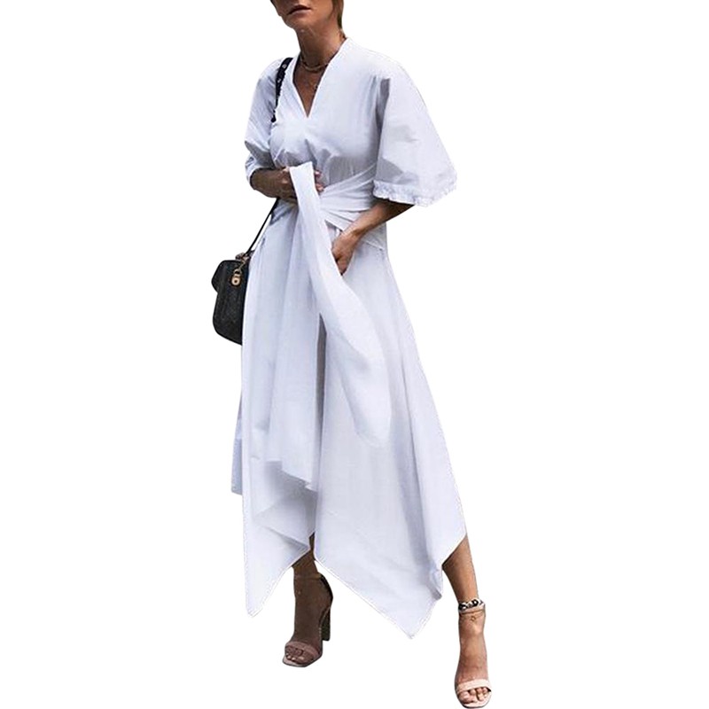 Đầm buộc eo ZANZEA thiết kế cổ chữ V thanh lịch tôn dáng có size lớn | BigBuy360 - bigbuy360.vn