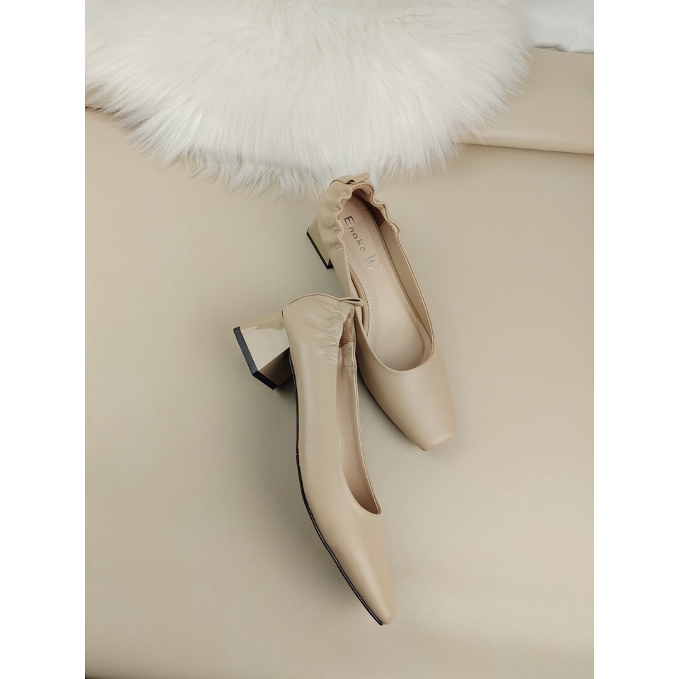 Giày cao gót nữ enako tp13656- mũi vuông gót trụ cao 4,5cm