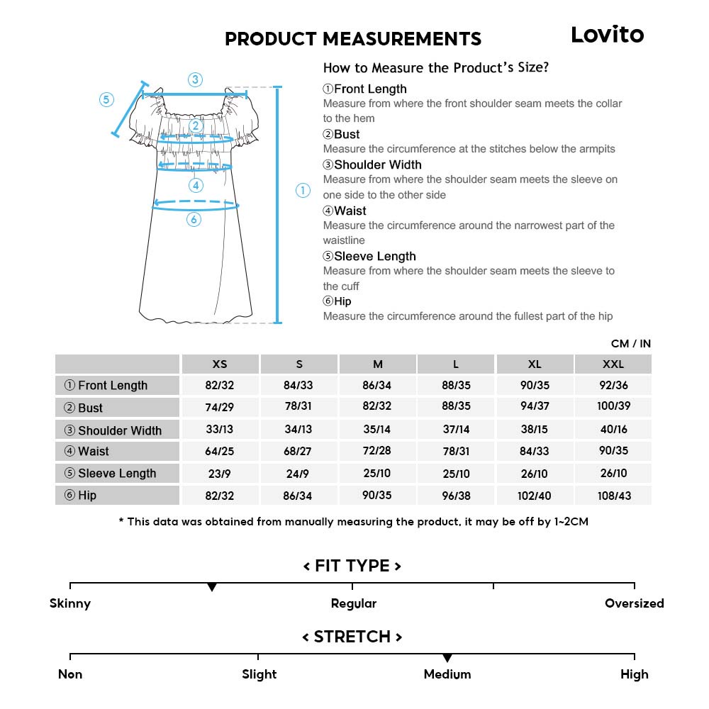 Lovito Preppy Plain tương phản Ren Puff Sleeves Váy cổ vuông L21AS115 (Đen)