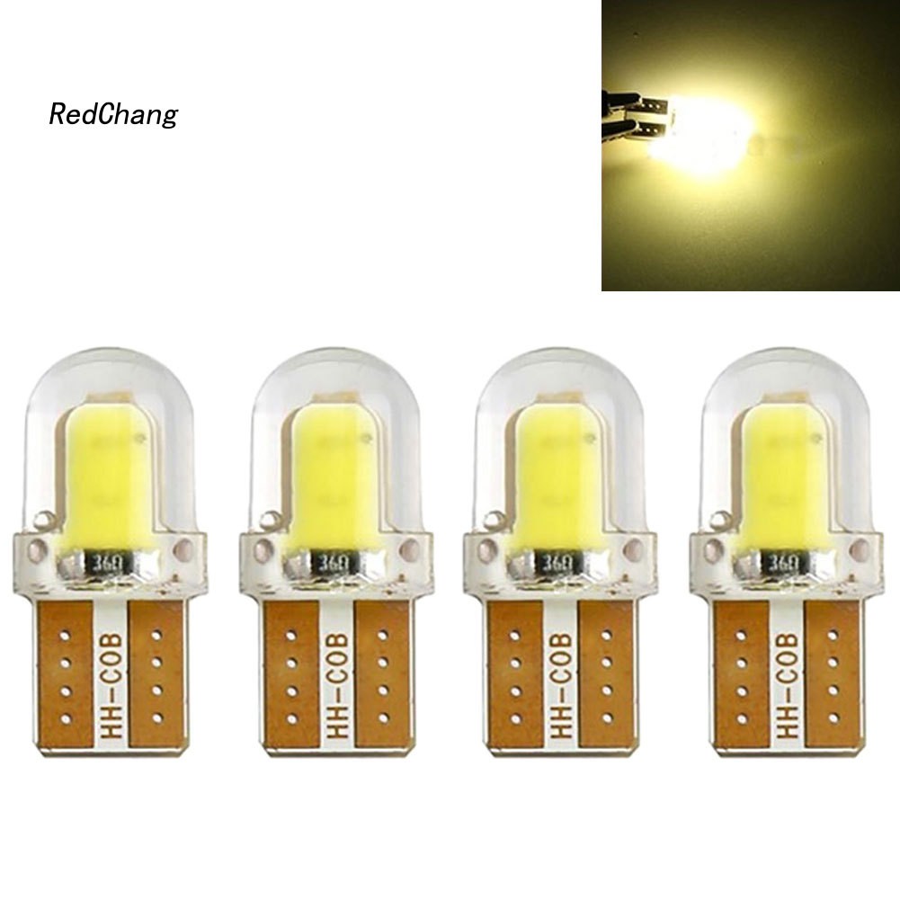 Bộ 4 Đèn Led Cob 12v T10 W5W Bằng Silicone Cho Xe Hơi