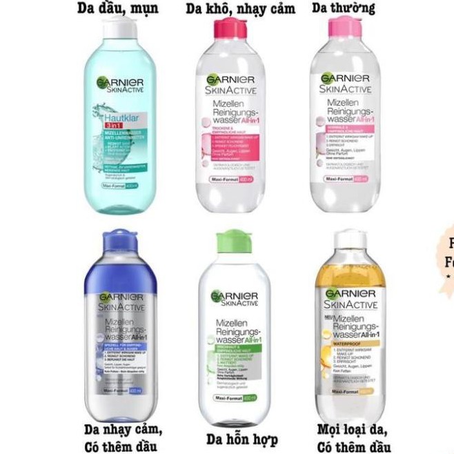 Nước tẩy trang Ganier Micellar, Tẩy Trang Garnier, Dầu tẩy trang Garnier