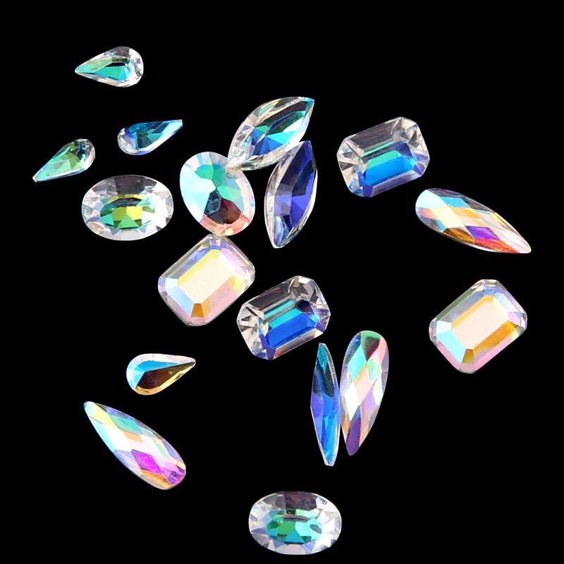 [Hàng mới về] Hộp 12 ngăn đá resin trong suốt nhiều màu sắc nhiều kích thước trang trí móng