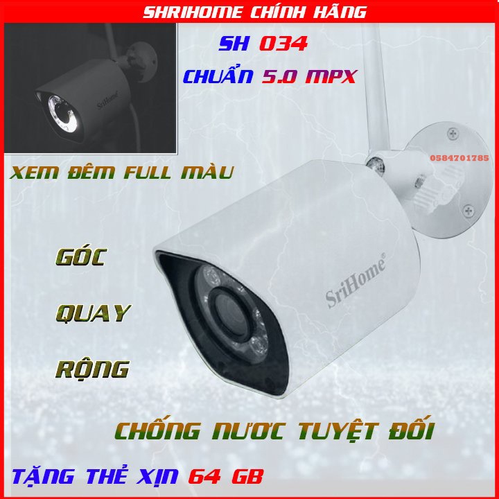 Chính hãng Camera Srihome SH034 5.0Mpx- Camera góc rộng, siêu nét, đàm thumbnail