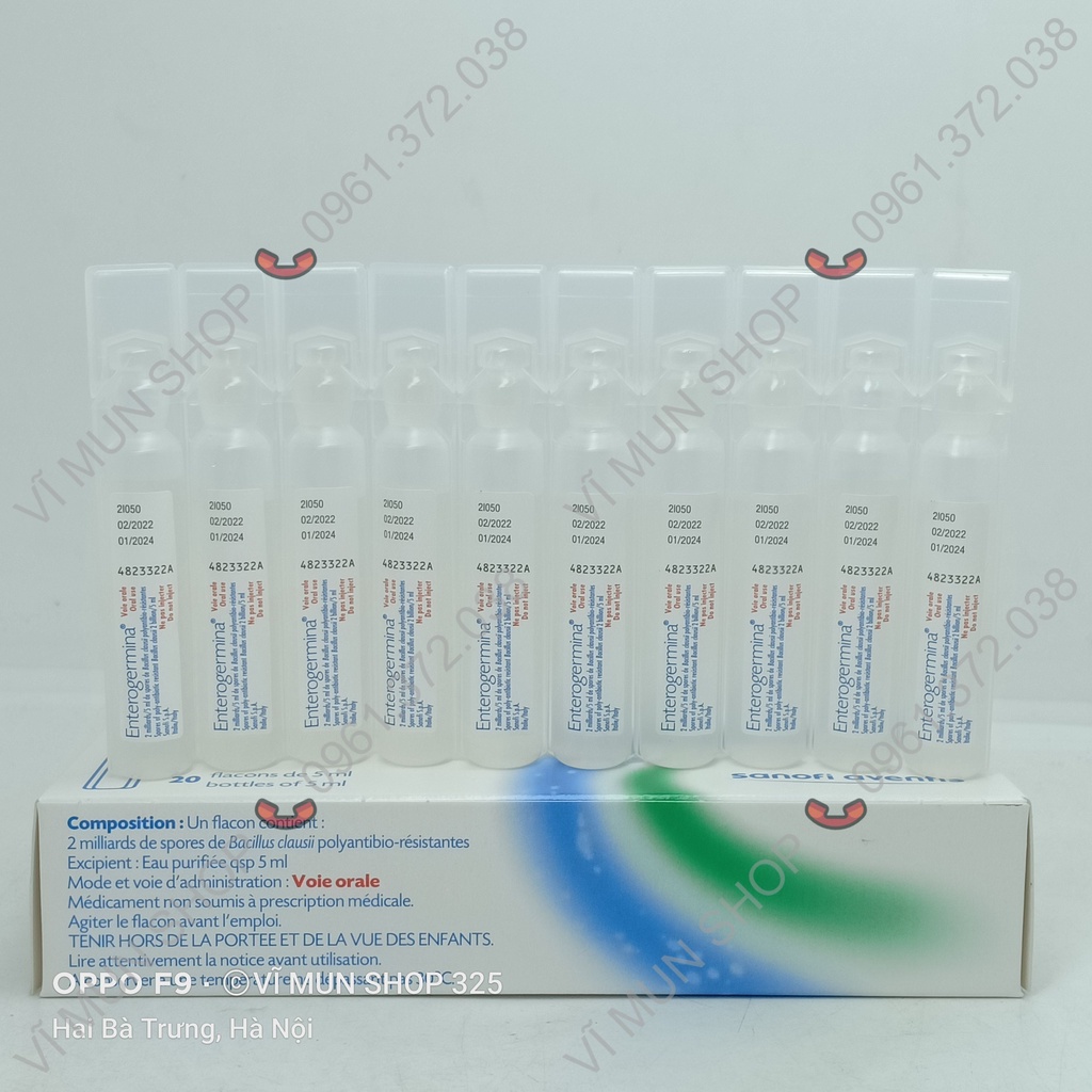 Men vi sinh Enterogermina - Hỗ trợ phục hồi hệ vi khuẩn đường ruột hộp 20 ống