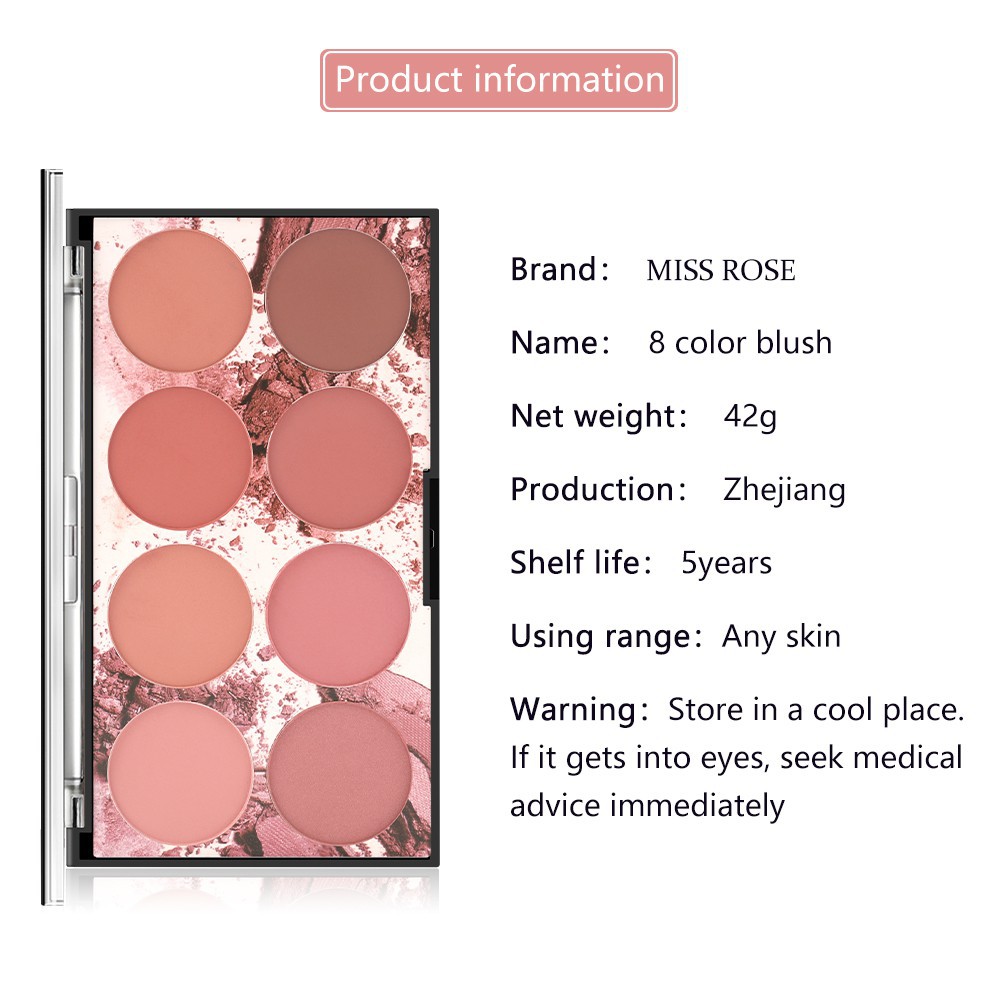 [SANY567 giảm 15% đơn 99K]Bảng phấn má hồng Miss Rose với thành phần khoáng chất 8 màu sắc kết hợp | BigBuy360 - bigbuy360.vn