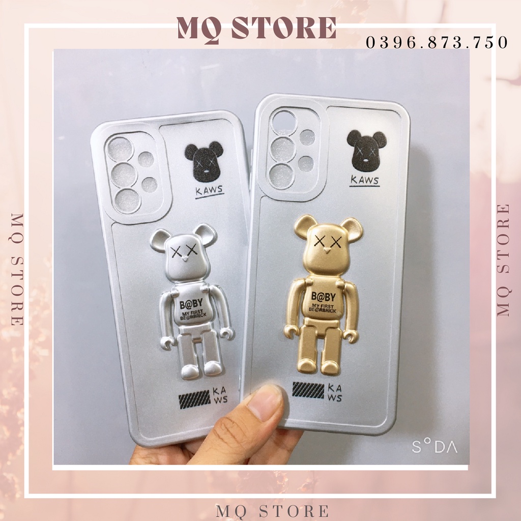 Ốp lưng Samsung A13 4g,5g/ A23/ A53 gấu Bearbrick kiêm giá đỡ điện thoại, dẻo nhám chống vân tay