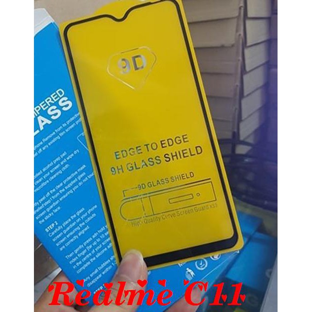 Kính Cường Lực Full Oppo Realme C1- C2 - C3 - C3i - C11 - 2- 2Pro -3-3 Pro - 5 Pro - Realme X/XT (tặng giấy lau) 9D.