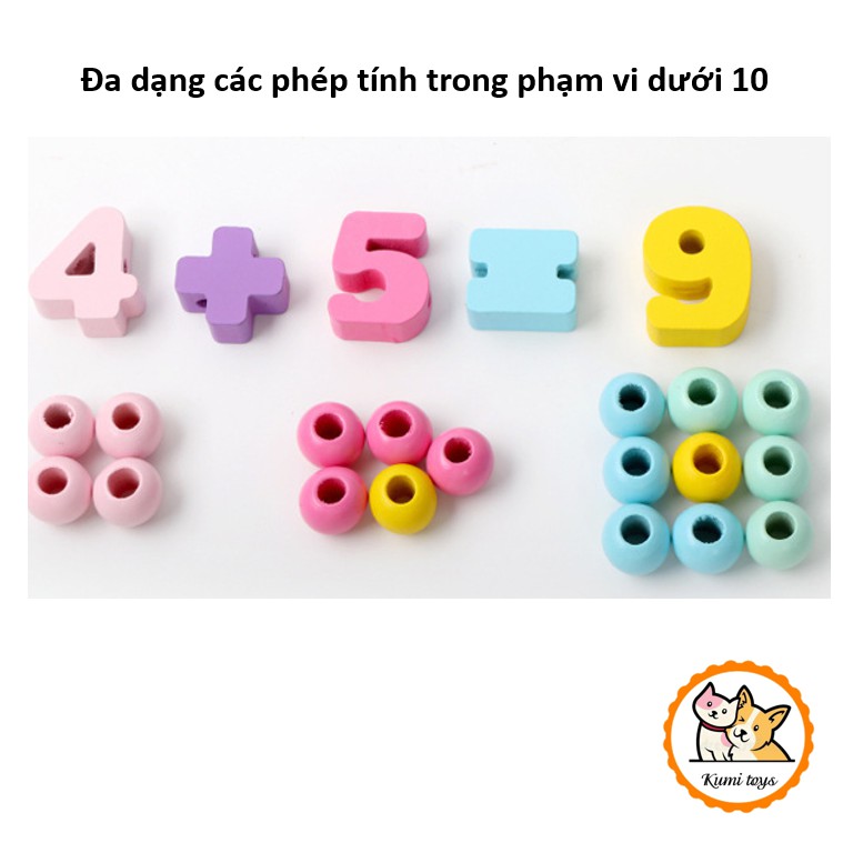 Đồ chơi gỗ xâu vòng số và hạt giá sốc Kumi toys