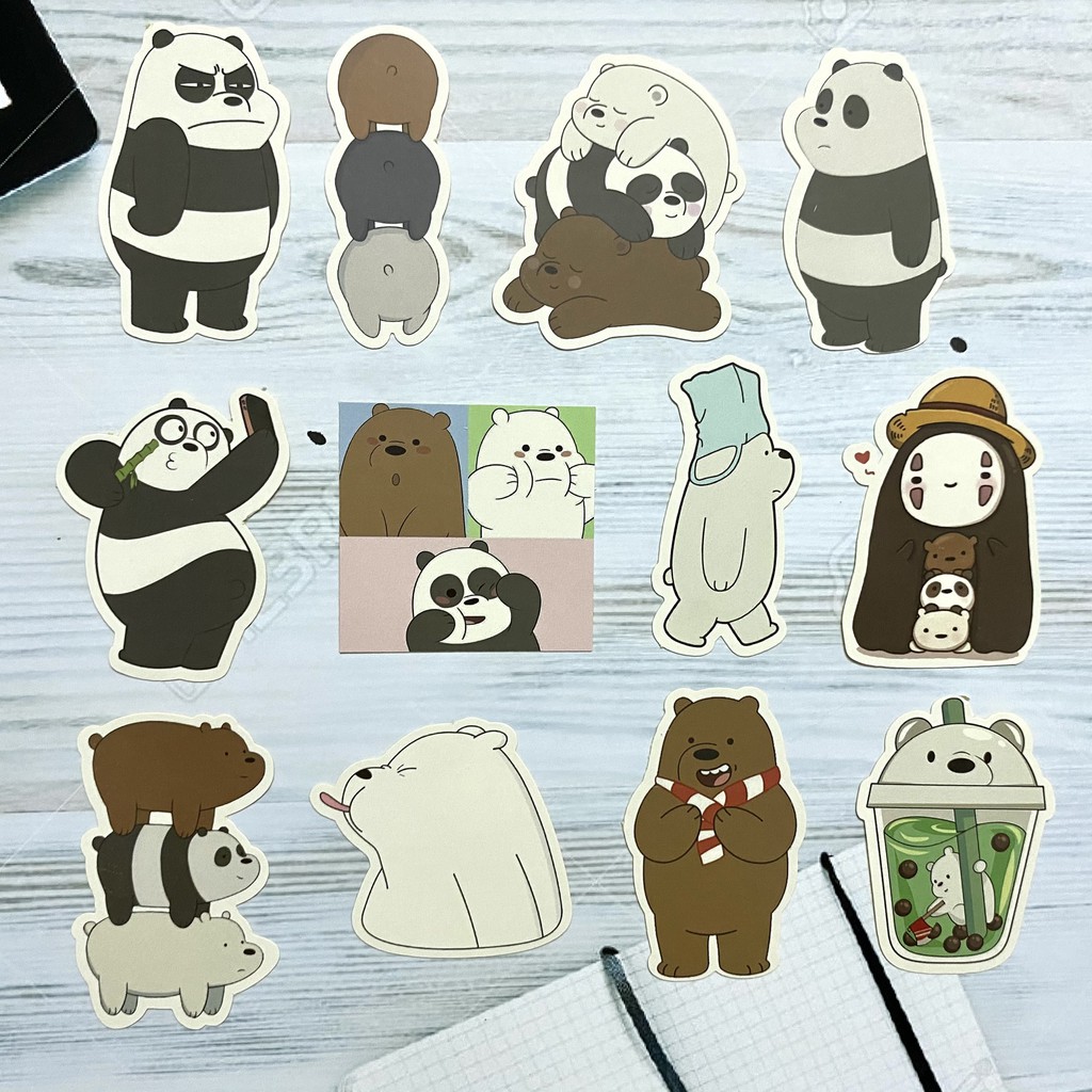 [Twins Plus] Sticker Chúng tôi đơn giản là gấu We bare bears dán trang trí laptop, máy tính bỏ túi, vali, đt,...