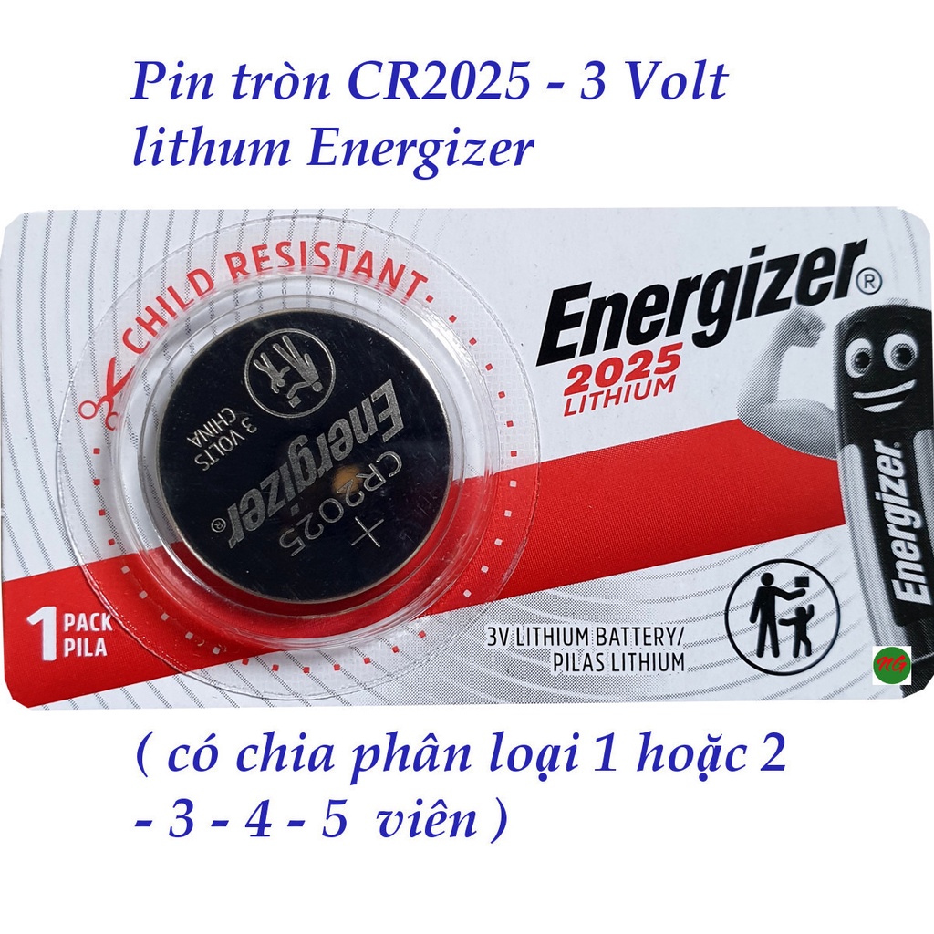 Pin tròn Energizer CR2025 và CR2016 - 3 volt ( 1 -2-3-4-5  viên )